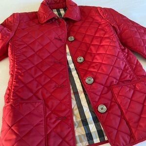 Burberry classic quilted jacket (deep red, size kids 10Y)